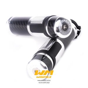 PU?OS CON FIBRA DE CARBONO CON TUBO MOBIL DOBLE CHICOTE PLATA