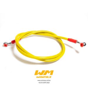 MANGUERA DELANTERA DE FRENO ACERADA UNIVERSAL 120mm. AMARILLO