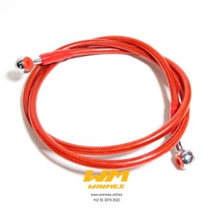 MANGUERA DELANTERA DE FRENO ACERADA UNIVERSAL 120mm. ROJO