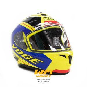 DEKERS AMARILLO FLUORESCENTE/AZUL DOBLE CERTIFICACION CASCO CERRADO YOGE TALLA XL