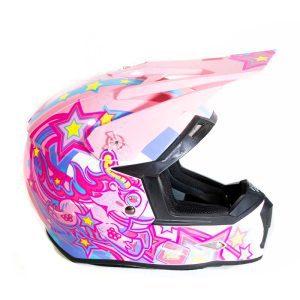 Casco Cross Niño Yoge Estrellas Rosa