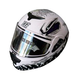 casco abatible Yoge FORZA A-0 blanco con luz